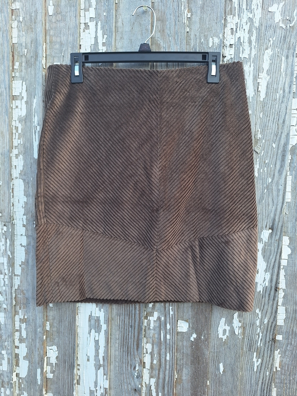 Etcetera Brown Diagonal Ribbed Mini Skirt Size 8